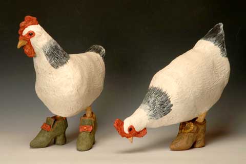 poules avec chaussures